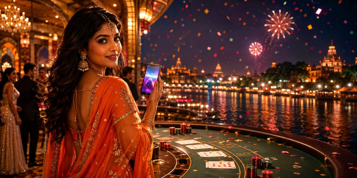 Night market with baccarat game screens in India